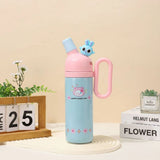 Kawaii Color-Block Insulated Tumbler | 3D Animal Lid & Easy-Grip Handle
