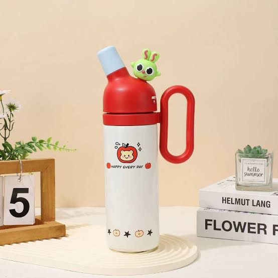 Kawaii Color-Block Insulated Tumbler | 3D Animal Lid & Easy-Grip Handle