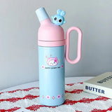Kawaii Color-Block Insulated Tumbler | 3D Animal Lid & Easy-Grip Handle