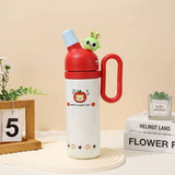 Kawaii Color-Block Insulated Tumbler | 3D Animal Lid & Easy-Grip Handle