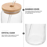 Minimalist Glass Can Tumbler with Bamboo Lid & Glass Straw | 550ml