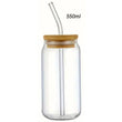 Minimalist Glass Can Tumbler with Bamboo Lid & Glass Straw | 550ml