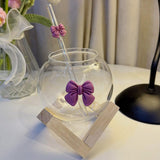 Modern Spherical Glass Tumbler with Geometric Wooden Stand | 475ml