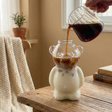 Aesthetic 3D Teddy Bear Glass Cup | Kawaii Iced Coffee Tumbler