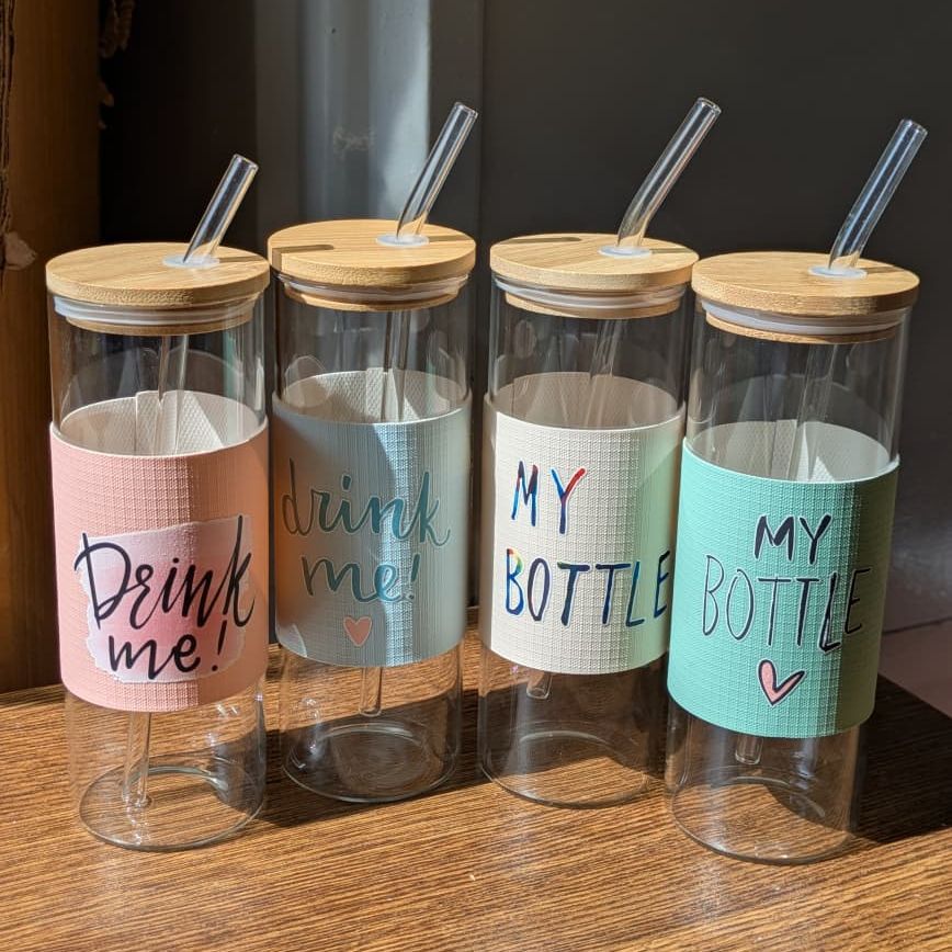 Aesthetic Coffee Glass with Bamboo Lid & Protective Sleeve