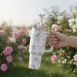 Premium Stanley Insulated Travel Tumbler with Handle | Floral Aesthetics
