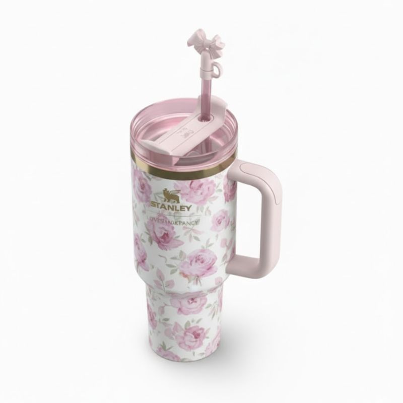 Premium Stanley Insulated Travel Tumbler with Handle | Floral Aesthetics