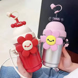 Quirky Smiling Flower Statement Tumbler with Reusable Straw | 25cm