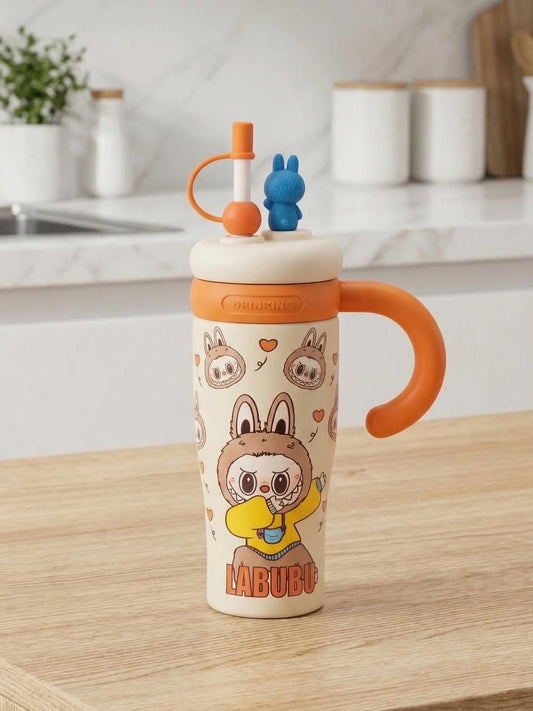 Playful Stitch "Hello" Travel Tumbler with 3D Lid Charm & Open Handle
