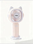 Kawaii Cat Ear 2-in-1 Portable Handheld Fan with Desk Stand | Soft Pink
