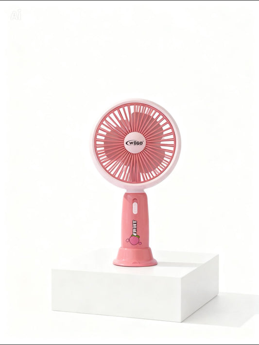 WEGO "Sweet Peach" 2-in-1 Portable Handheld & Desk Fan | Pink
