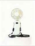 3-in-1 Wearable Portable Fan with LED Display & Neck Lanyard | Minimalist Cream