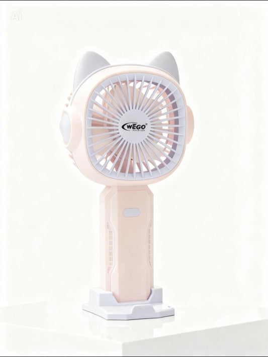 Kawaii Cat Ear 2-in-1 Portable Handheld Fan with Desk Stand | Soft Pink