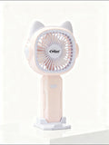 Kawaii Cat Ear 2-in-1 Portable Handheld Fan with Desk Stand | Soft Pink