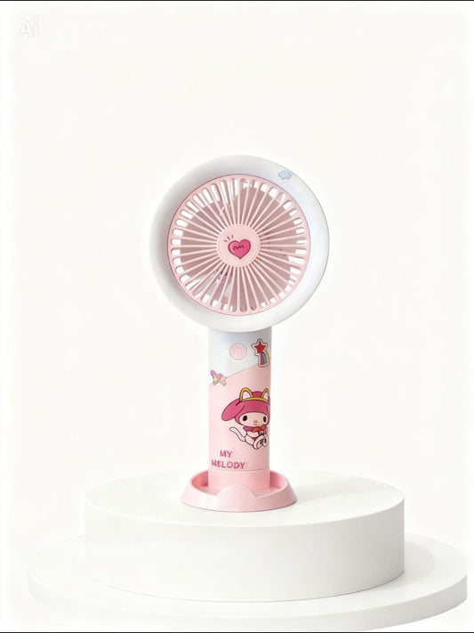 Kawaii "My Melody" 2-in-1 Portable Handheld & Desk Fan | Pastel Pink