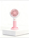 Adjustable Angle 2-in-1 Portable Handheld & Desk Fan | Pink & White