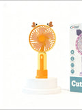 WEGO Playful Character 2-in-1 Portable Fan & Phone Stand | Sunny Yellow & Orange
