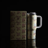 Premium Stanley Insulated Travel Tumbler with Handle | Floral Aesthetics