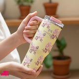 Premium Stanley Insulated Travel Tumbler with Handle | Floral Aesthetics